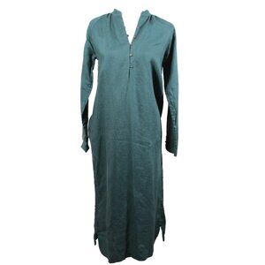 Erica Tanov Size 2 / Medium 100% Linen Caftan Dress Long Sleeve Rekha V Neck EUC